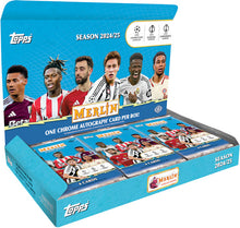 Load image into Gallery viewer, 2024-25 Topps UEFA Chrome MERLIN Club Competitions MER25 Soccer 12 Hobby Box PERSONAL Case
