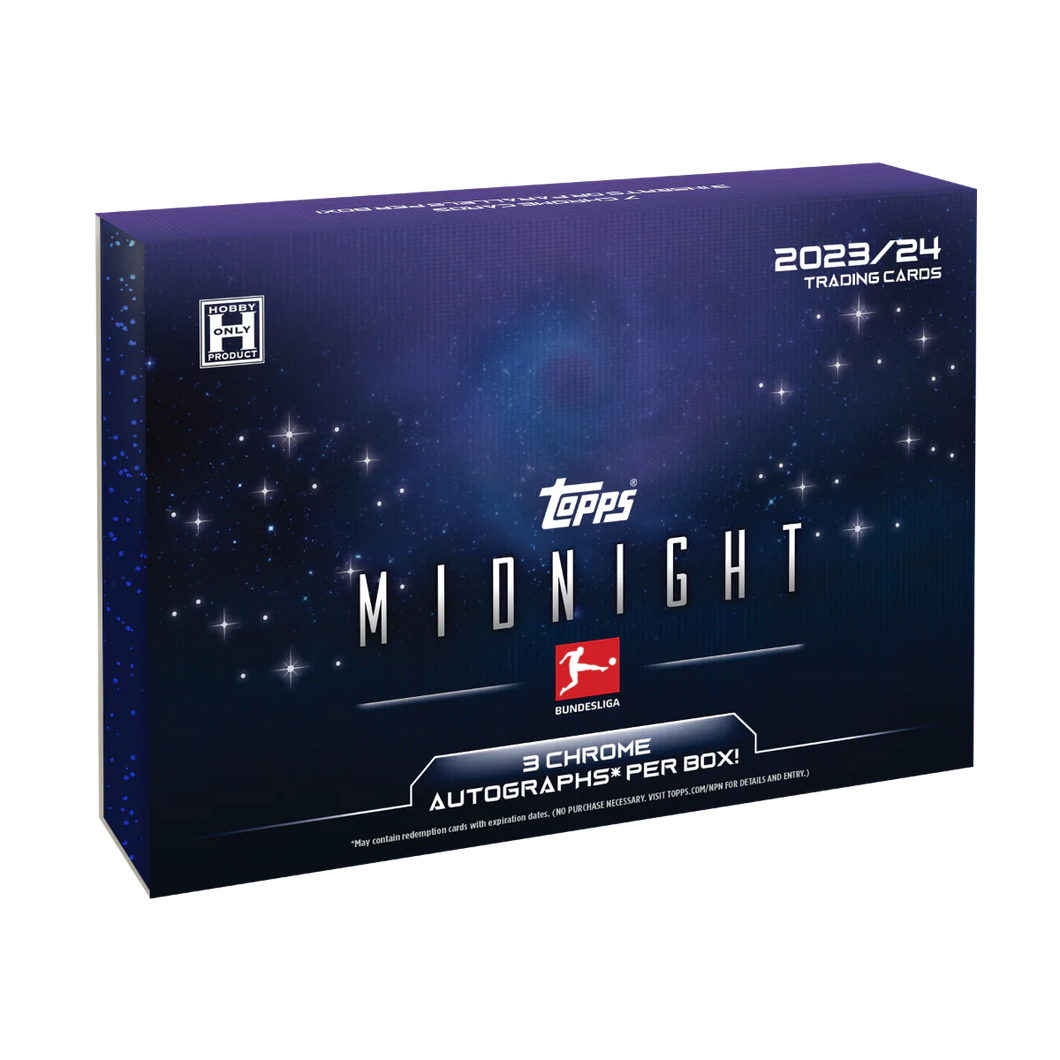 2023-24 TOPPS BUNDESLIGA MIDNIGHT SOCCER 12 HOBBY BOX, HIGH ROLLER, 10 SPOT RANDOM SERIAL # CASE BREAK - #HR1
